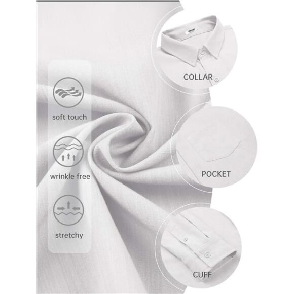 Men's Long Sleeve Button Down Shirt White - Picture 6 of 6